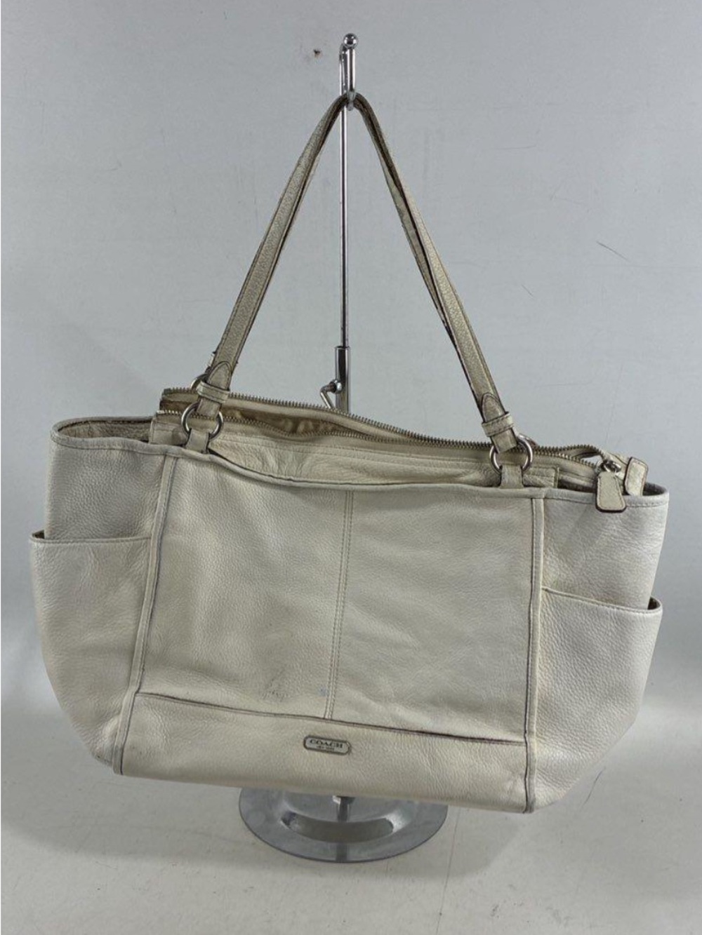Coach Leather Tote in Light Beige/Cream